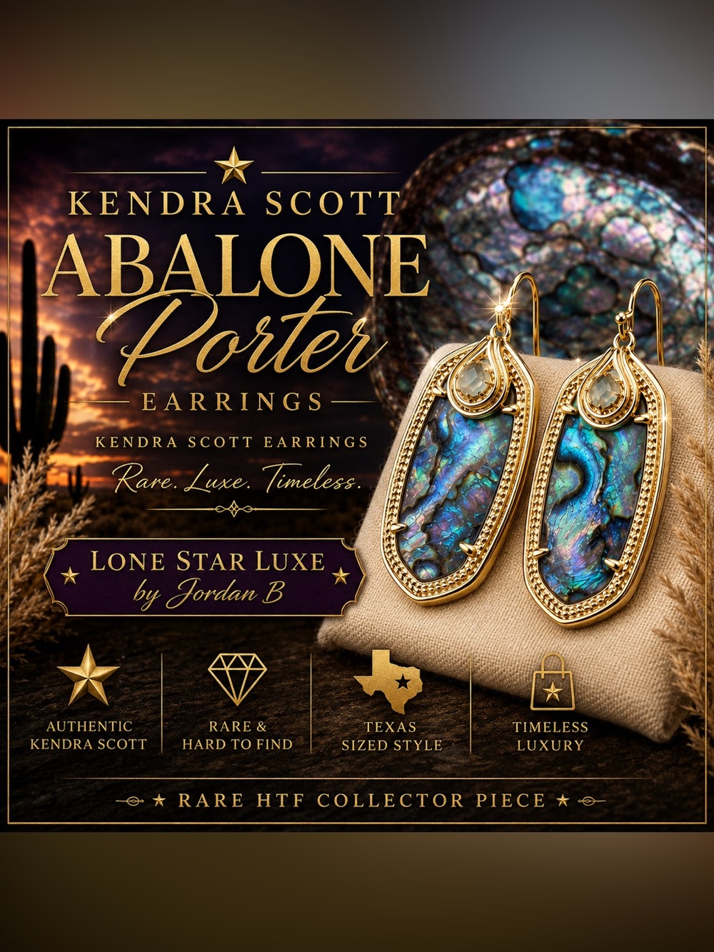 Kendra Scott Porter Abalone Shell Gold Drop Earrings – Retired Rare